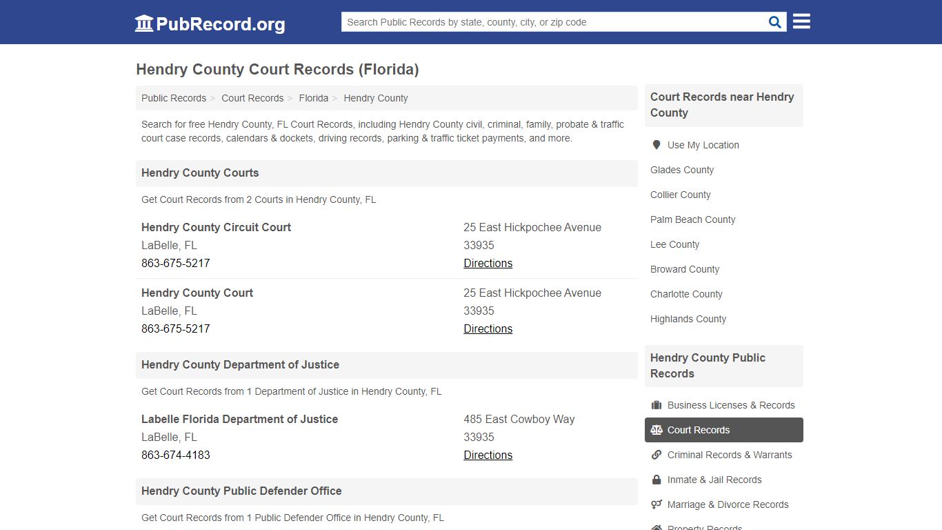 Free Hendry County Court Records (Florida Court Records) - PubRecord.org